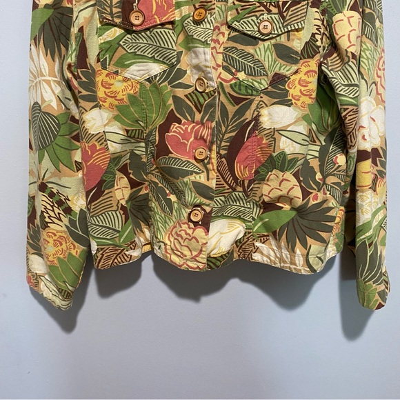 Coldwater Creek Tropical Button Down Jean Jacket Size L - Picture 3 of 13